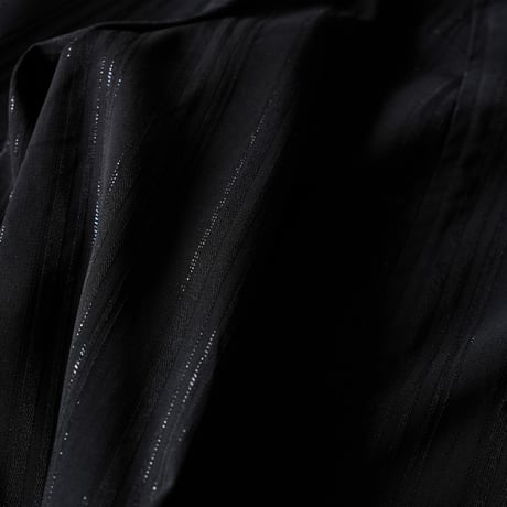 Lame striped open collar shirt "BLACK"【Polaroid】