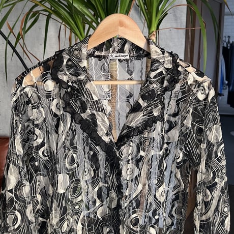 see-through frill jacket 【Polaroid】