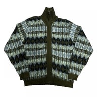 Patterned Knit Zip Sweater