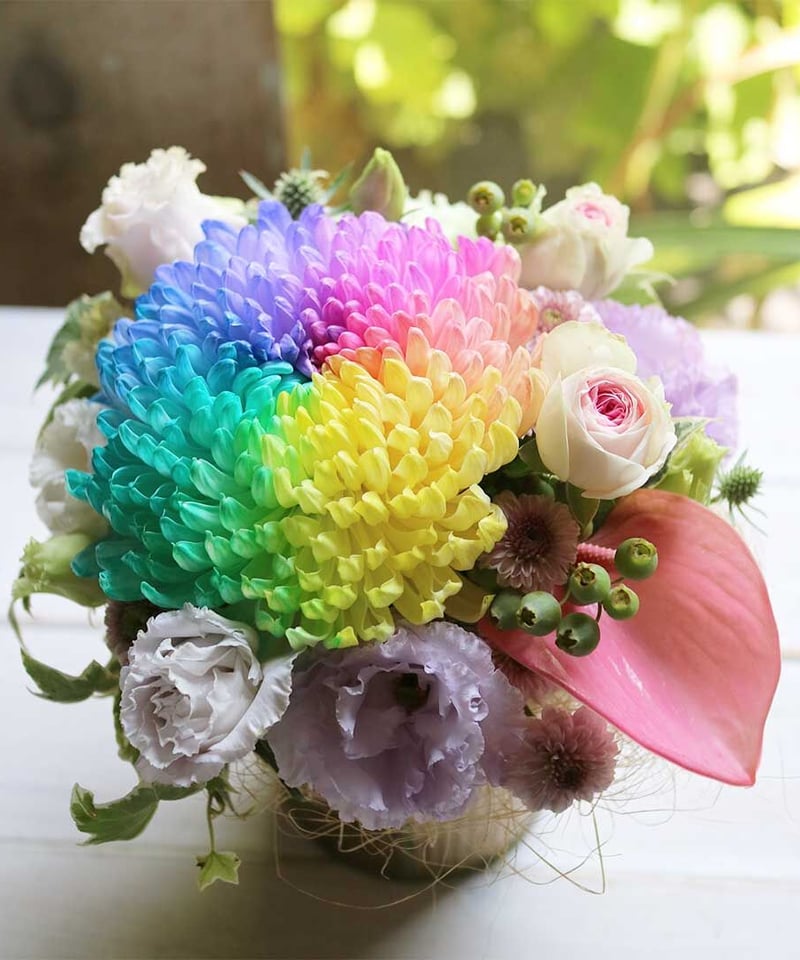 虹色グラデーション紫陽花入りのバレッタ♡ グラデーション 紫陽花 バレッタ （ヘアクリップ変更可） 浴衣 - houki