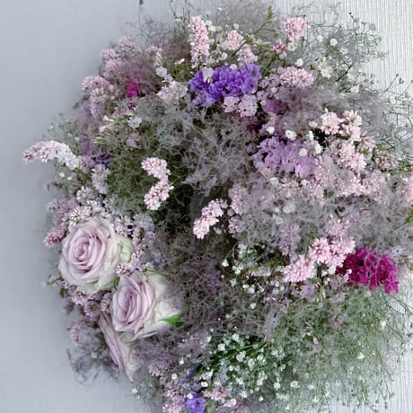 【期間限定・受付6/17まで】夢見心地なスモークツリーと薔薇のリースL