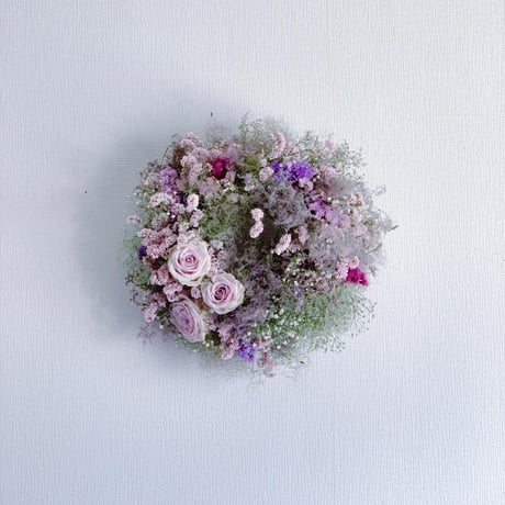 【期間限定・受付6/17まで】夢見心地なスモークツリーと薔薇のリースL