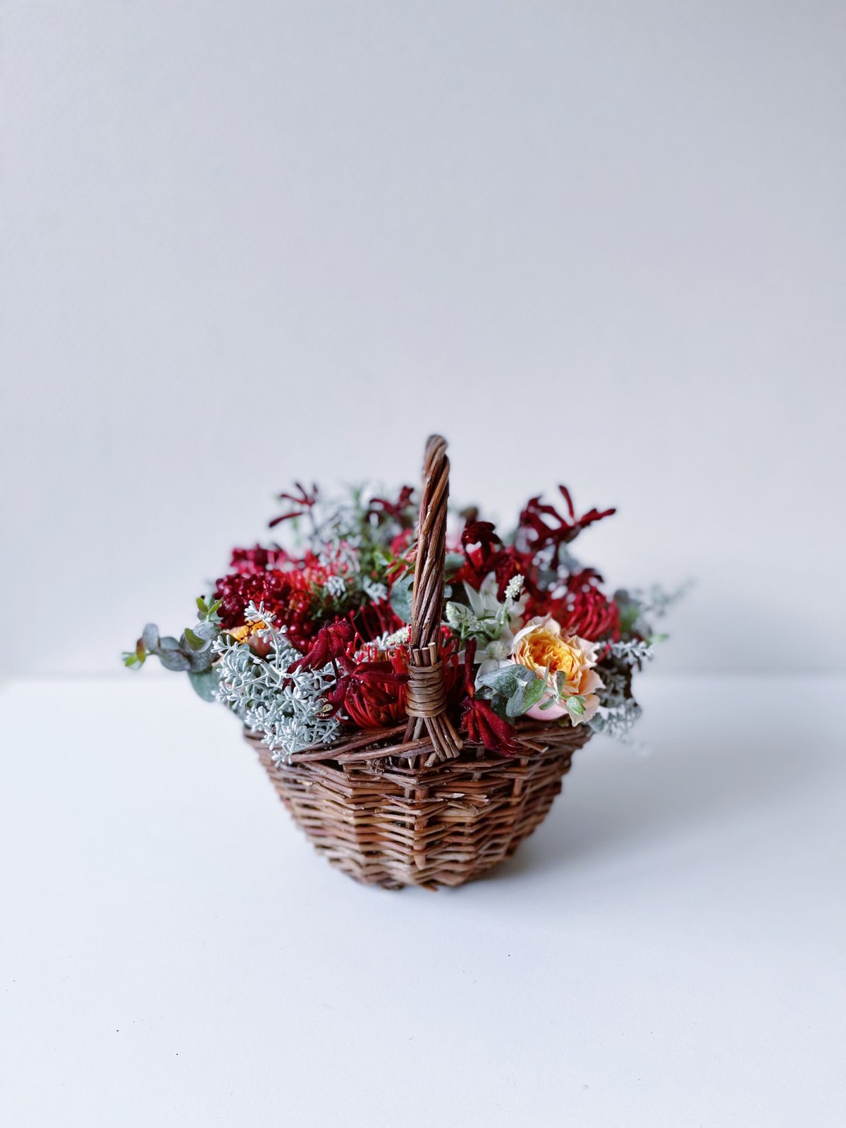 ドライフラワー 花かごアレンジ① ドライフラワーのバスケットアレンジ⚘】カゴを使ったアレンジ