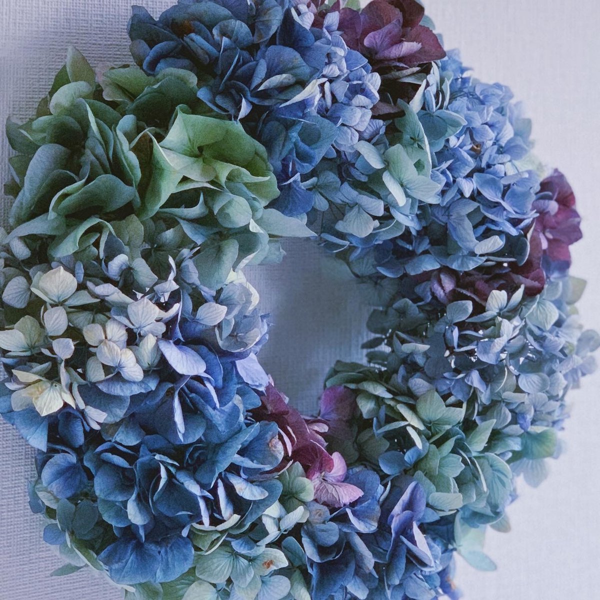 紫陽花と小花のリース 季節の花時間】6月7月「紫陽花と小花のまんまるリース