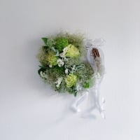 【期間限定・受付6/17まで】夢見心地なスモークツリーのハーフムーンリース緑L