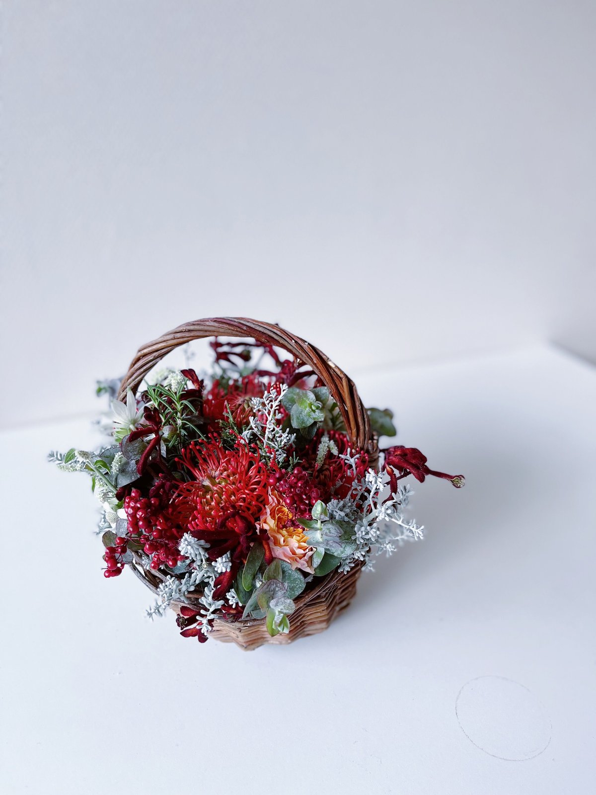 ドライフラワー　インテリア　バスケットアレンジメント ドライフラワーのナチュラルバスケットアレンジ basket
