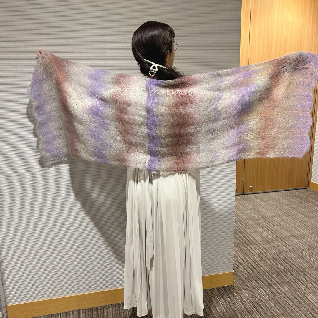 編み図【ダウンロード版】モヘアの透かし模様ショール | あみもの教室