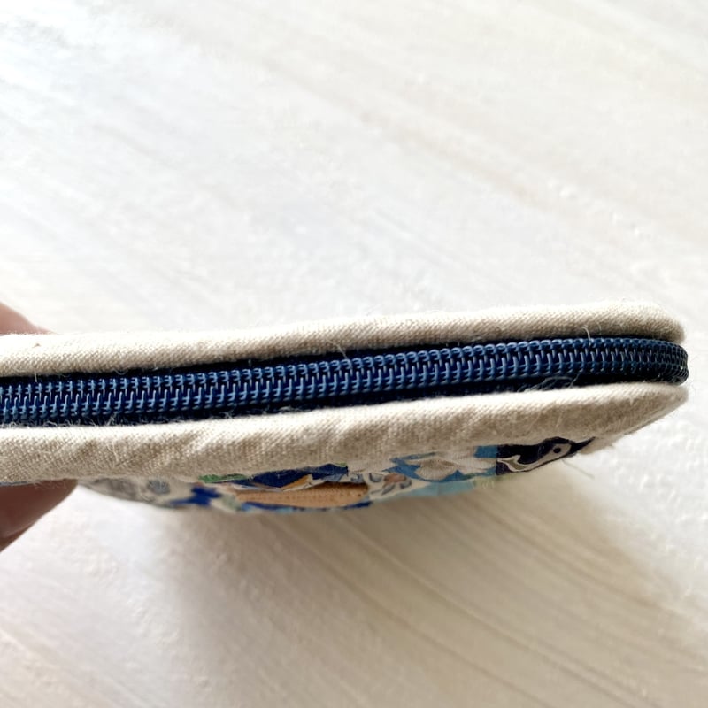 はぎれを愛でるパッチワークポーチ ブルー系 | morinomori h.w