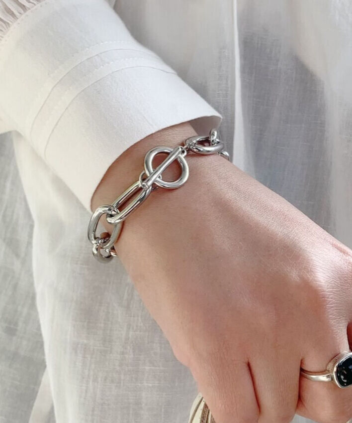 Oval Chain Bracelet オーバル チェーン ブレスレット Silver Gold Bi-color