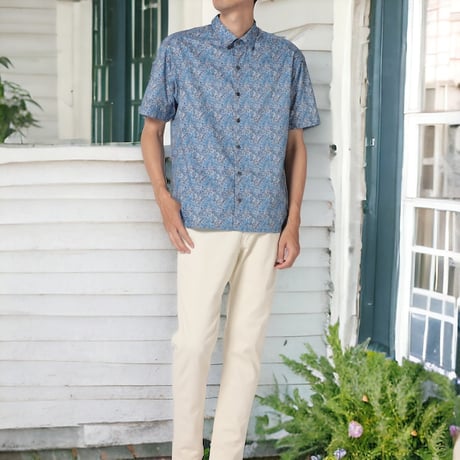 LIBERTY FABRICS　NO.69 リバティプリント  半袖シャツ リバティシャツ  ＜ Aubrey Forest / オーブリ―・フォレスト ＞