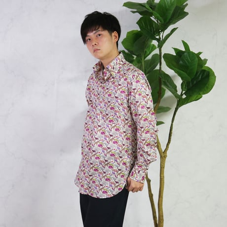LIBERTY FABRICS　NO.06 リバティプリント リバティシャツ  ドレスシャツ　＜ Cue for the Zoo / キュー・フォー・ザ・ズー＞