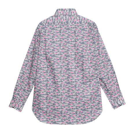 LIBERTY FABRICS  NO. 104 リバティプリント リバティ リバティシャツ   ドレスシャツ  ＜CARS NEON /カーズ ネオン / グレー系＞