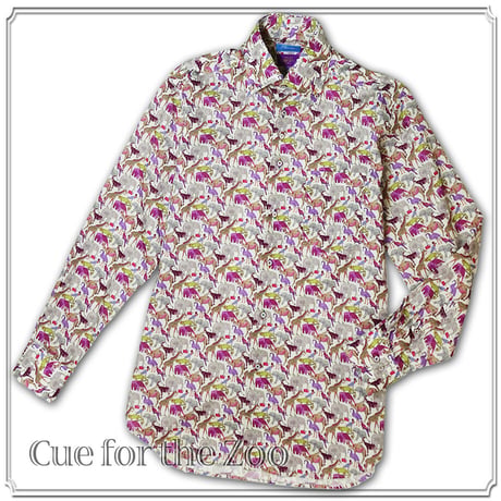 LIBERTY FABRICS　NO.06 リバティプリント リバティシャツ  ドレスシャツ　＜ Cue for the Zoo / キュー・フォー・ザ・ズー＞