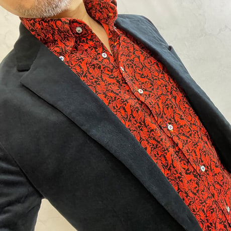 LIBERTY FABRICS　 NO.47 リバティプリント  ドレスシャツ  リバティシャツ  コーデュロイ　＜ Mythical Quest/ミシカル・クエスト＞