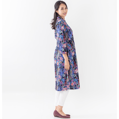 （レディース）LIBERTY FABRICS  NO.b033 リバティプリント リバティ ワンピース   ＜Tresco トレスコ 黒系＞