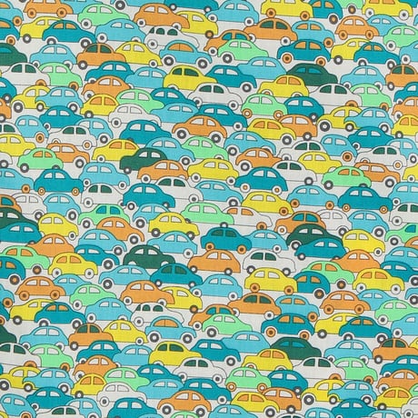 LIBERTY FABRICS　NO.112 リバティプリント  半袖シャツ リバティシャツ ＜CARS NEON / カーズ・ネオン / グリーン系＞