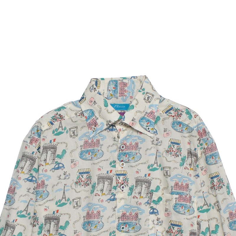 リバティ シャツ ワイシャツ 花柄 プリント 草木、ボタニカル グレー LOUIS & CLERK