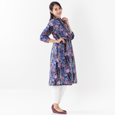 （レディース）LIBERTY FABRICS  NO.b033 リバティプリント リバティ ワンピース   ＜Tresco トレスコ 黒系＞