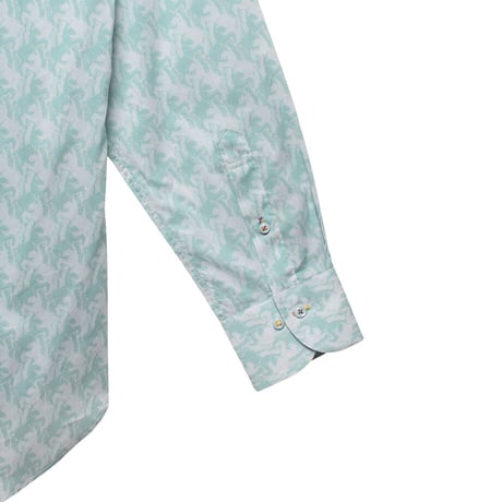 LIBERTY FABRICS　 NO.53 リバティプリント  ドレスシャツ リバティシャツ  ＜Unicorn Puzzle / ユニコーンパズル　ミント系＞