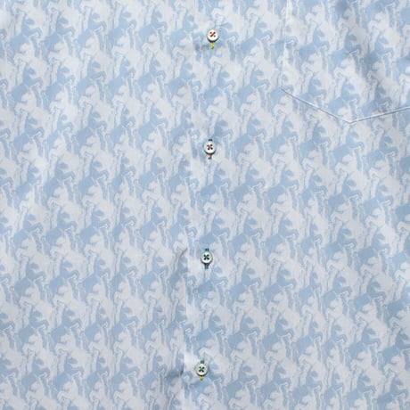 LIBERTY FABRICS　 NO.52 リバティプリント  ドレスシャツ リバティシャツ  ＜Unicorn Puzzle / ユニコーンパズル　ブルーグレー系＞
