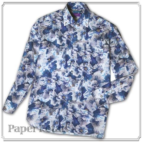 LIBERTY FABRICS　NO.36 リバティプリント  ドレスシャツ リバティシャツ  ＜Paper Petals/ペーパー・ペタルス＞