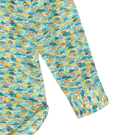 LIBERTY FABRICS  NO. 105 リバティプリント リバティ リバティシャツ   ドレスシャツ  ＜CARS NEON /カーズ ネオン / グリーン系＞