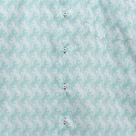 LIBERTY FABRICS　 NO.53 リバティプリント  ドレスシャツ リバティシャツ  ＜Unicorn Puzzle / ユニコーンパズル　ミント系＞