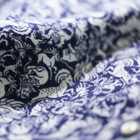 LIBERTY FABRICS　 NO.46 リバティプリント  ドレスシャツ リバティシャツ  コーデュロイ　＜  Mythical Quest / ミシカル・クエスト ＞