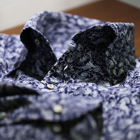 LIBERTY FABRICS　 NO.46 リバティプリント  ドレスシャツ リバティシャツ  コーデュロイ　＜  Mythical Quest / ミシカル・クエスト ＞