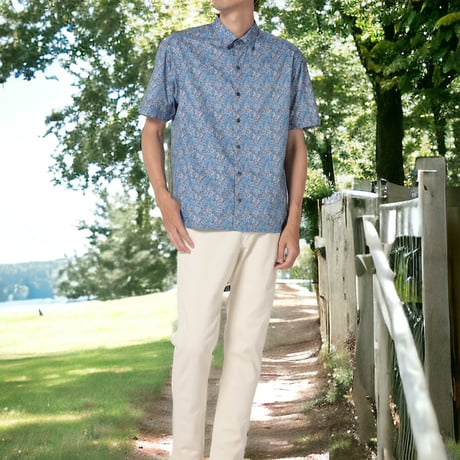 LIBERTY FABRICS　NO.69 リバティプリント  半袖シャツ リバティシャツ  ＜ Aubrey Forest / オーブリ―・フォレスト ＞
