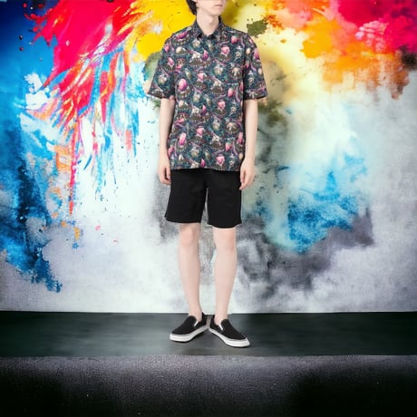 LIBERTY FABRICS　NO.106 リバティプリント  半袖シャツ リバティシャツ ＜WILD WORLD / ワイルド・ワールド＞