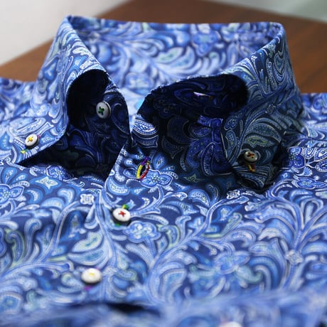 LIBERTY FABRICS　NO.26 リバティプリント  ドレスシャツ リバティシャツ  ＜Hendrix / ヘンドリックス ＞【ブルー】