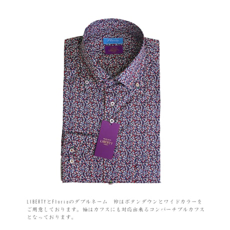 LIBERTY FABRICS　NO.19   リバティプリント  ドレスシャツ リバティシャツ  ＜ Pepper / ペッパー ＞