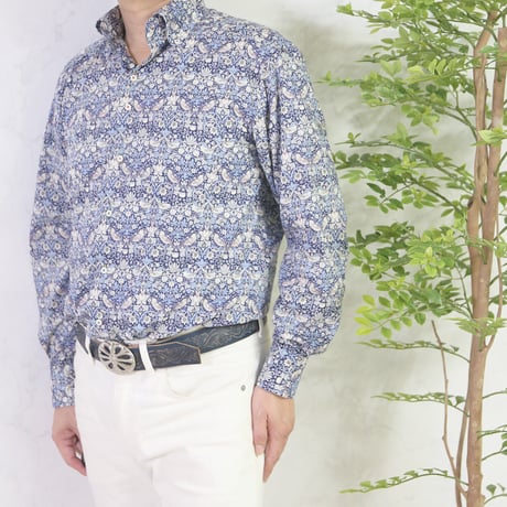 LIBERTY FABRICS　NO.17 リバティプリント  ドレスシャツ リバティシャツ  ＜ Strawberry thief / ストロベリーシーフ ＞