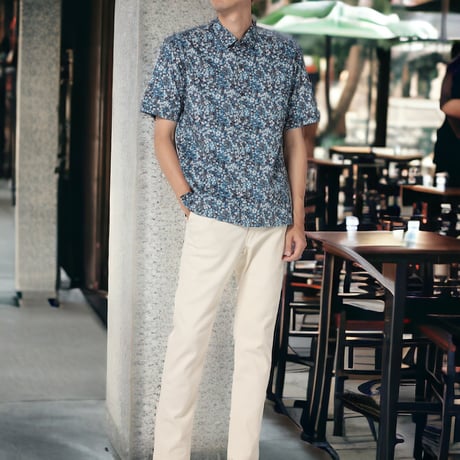 LIBERTY FABRICS　NO.65 リバティプリント  半袖シャツ リバティシャツ  ＜ Wiltshire / ウィルトシャー ＞