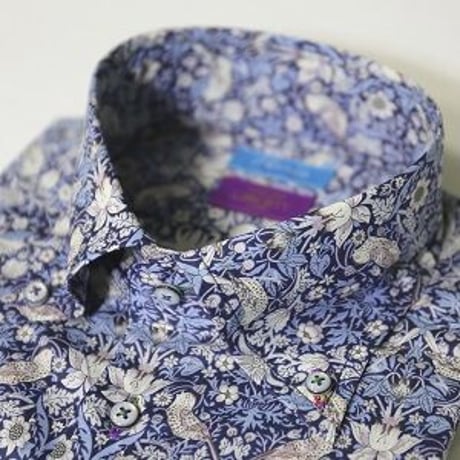 LIBERTY FABRICS　NO.17 リバティプリント  ドレスシャツ リバティシャツ  ＜ Strawberry thief / ストロベリーシーフ ＞