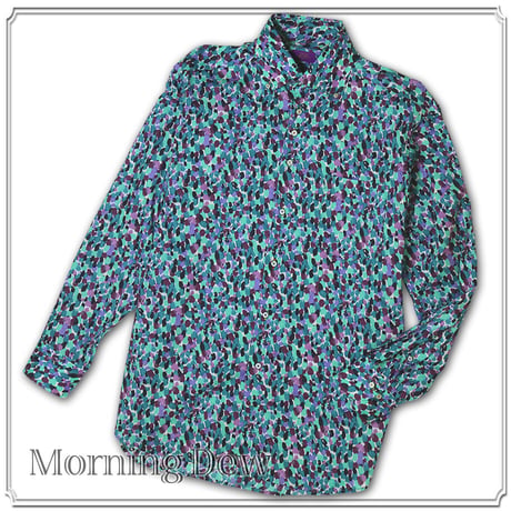 LIBERTY FABRICS　NO.18  リバティプリント  ドレスシャツ リバティシャツ  ＜ Morning Dew / モーニング・デュー＞【グリーン】