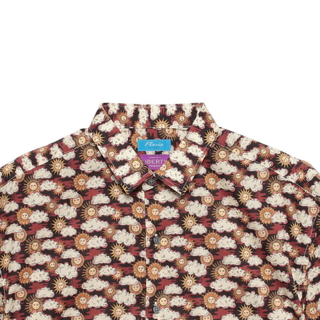 LIBERTY FABRICS　NO.108 リバティプリント  半袖シャツ リバティシャツ ＜FOLLOW THE SUN / フォロー・ザ・サン/ブラック系 ＞
