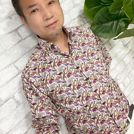 LIBERTY FABRICS　NO.06 リバティプリント リバティシャツ  ドレスシャツ　＜ Cue for the Zoo / キュー・フォー・ザ・ズー＞