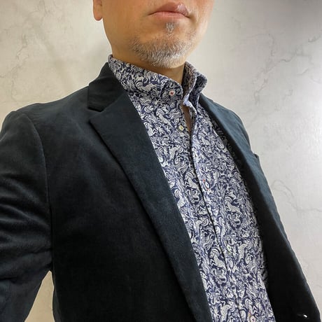 LIBERTY FABRICS　 NO.46 リバティプリント  ドレスシャツ リバティシャツ  コーデュロイ　＜  Mythical Quest / ミシカル・クエスト ＞