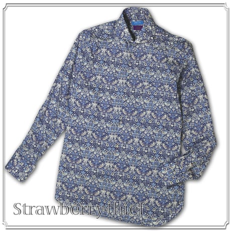 LIBERTY FABRICS　NO.17 リバティプリント  ドレスシャツ リバティシャツ  ＜ Strawberry thief / ストロベリーシーフ ＞