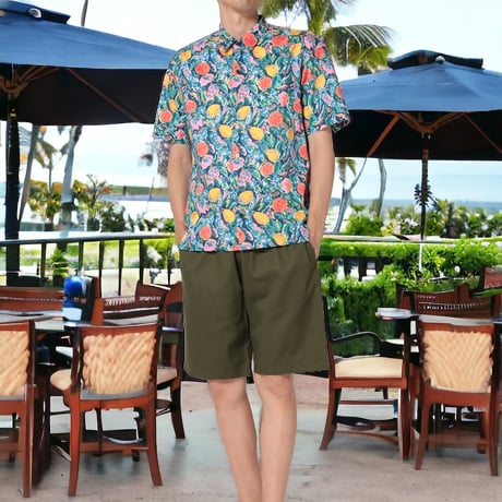 LIBERTY FABRICS　NO.75 リバティプリント  半袖シャツ リバティシャツ  ＜Summer Fruits　サマーフルーツ＞