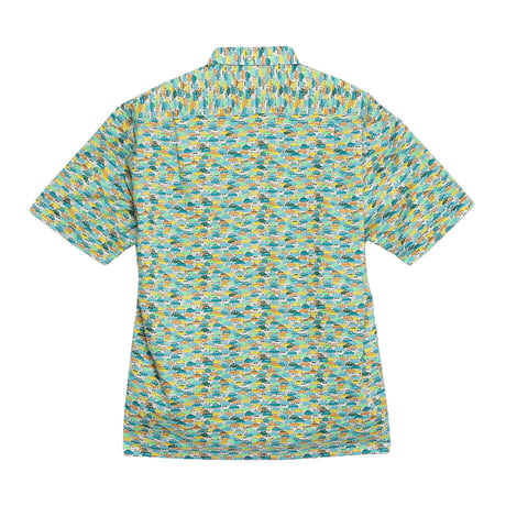 LIBERTY FABRICS　NO.112 リバティプリント  半袖シャツ リバティシャツ ＜CARS NEON / カーズ・ネオン / グリーン系＞
