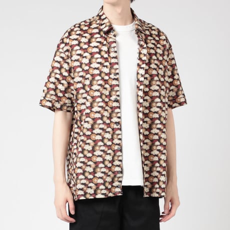 LIBERTY FABRICS　NO.108 リバティプリント  半袖シャツ リバティシャツ ＜FOLLOW THE SUN / フォロー・ザ・サン/ブラック系 ＞