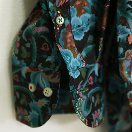 LIBERTY FABRICS　NO.29 リバティプリント  ドレスシャツ リバティシャツ  ＜French Brocade/フレンチ・ブロケード＞【グリーン】