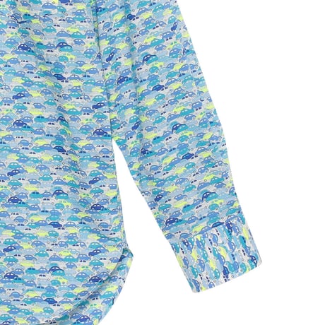LIBERTY FABRICS  NO. 103 リバティプリント リバティ リバティシャツ   ドレスシャツ  ＜CARS NEON /カーズ ネオン / ブルー系＞