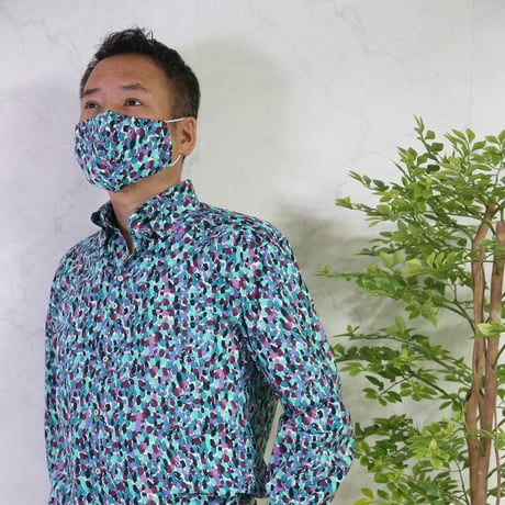 LIBERTY FABRICS　NO.18  リバティプリント  ドレスシャツ リバティシャツ  ＜ Morning Dew / モーニング・デュー＞【グリーン】