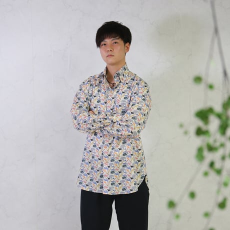 LIBERTY FABRICS　NO.05 リバティプリント リバティシャツ   ドレスシャツ ＜ Cue for the Zoo / キュー・フォー・ザ・ズー＞