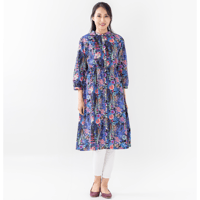 （レディース）LIBERTY FABRICS  NO.b033 リバティプリント リバティ ワンピース   ＜Tresco トレスコ 黒系＞
