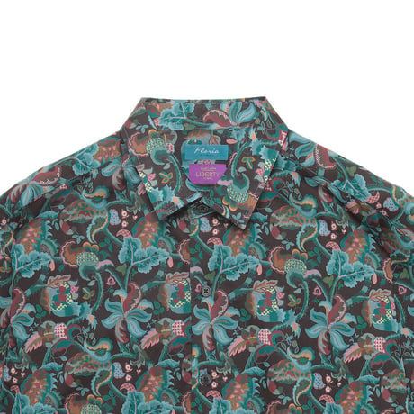 LIBERTY FABRICS　NO.68 リバティプリント  半袖シャツ リバティシャツ  ＜French Brocade/フレンチ・ブロケード＞【グリーン】